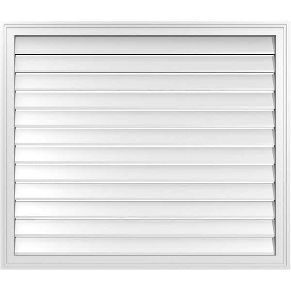 Ekena Millwork 42 in. x 36 in. Vertical Surface Mount PVC Gable Vent: Functional with Brickmould Frame