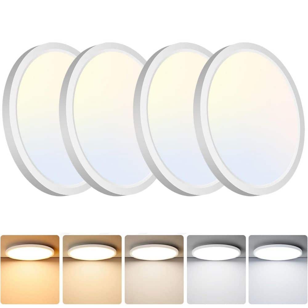 12 in. Low Profile White Light LED Flush Mount Ceiling Light 3600 Lumens 28-Watt, 5CCT Selectable, 100-277V (4-Pieces) price history on PriceWatchPro