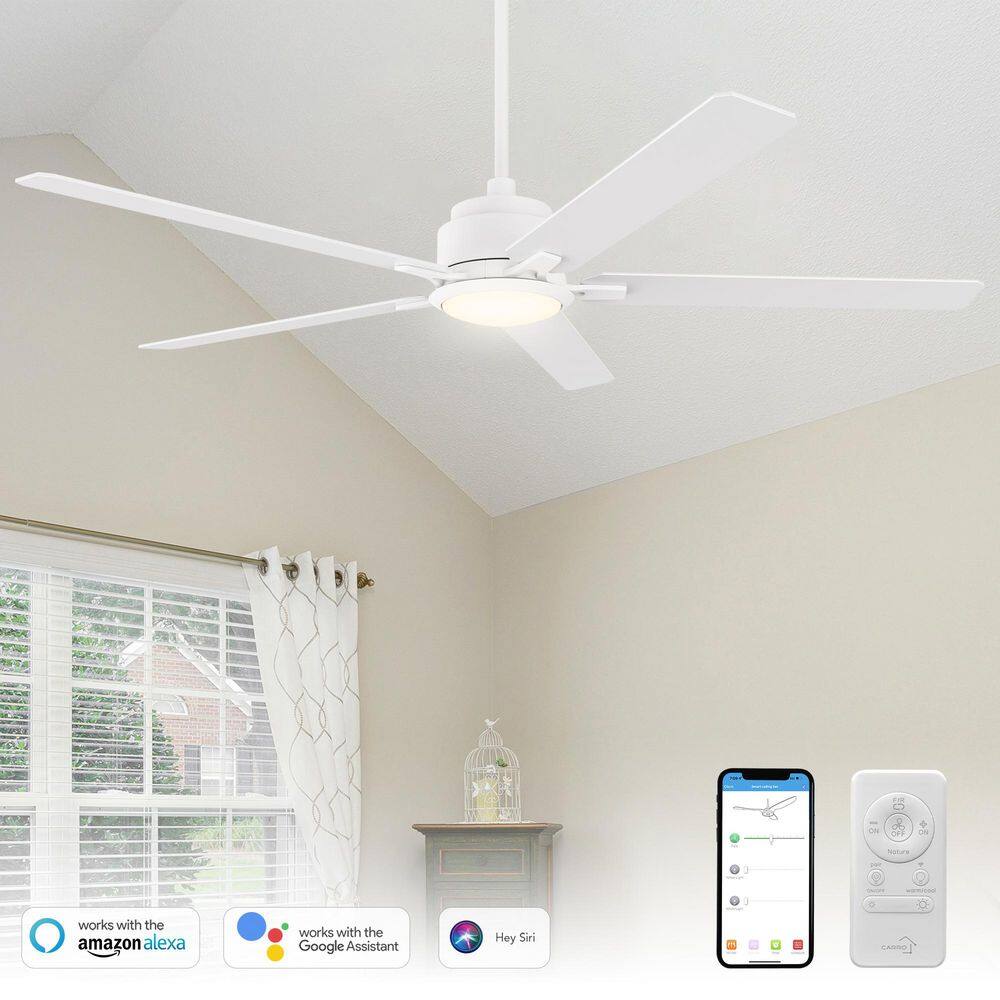 Essex II 60 in. Dimmable LED Indoor/Outdoor White Smart Ceiling Fan with Light and Remote, Works with Alexa/Google Home price history on PriceWatchPro