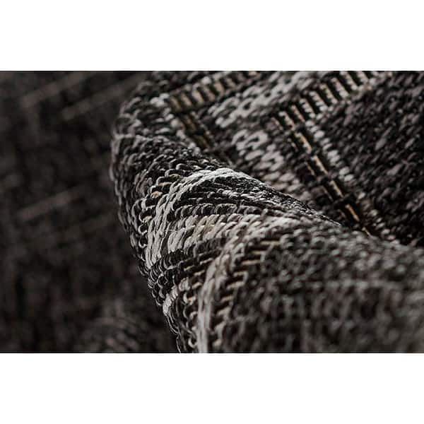 Hampton Black 6 ft. x 9 ft. Machine Made Geometric Polypropylene Rectangle Area Rug