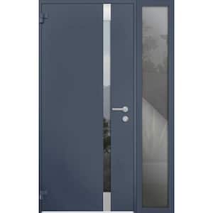 6777 44 in. x 80 in. Left-Hand/Outswing Tinted Glass Gray Graphite Steel Prehung Front Door with Hardware