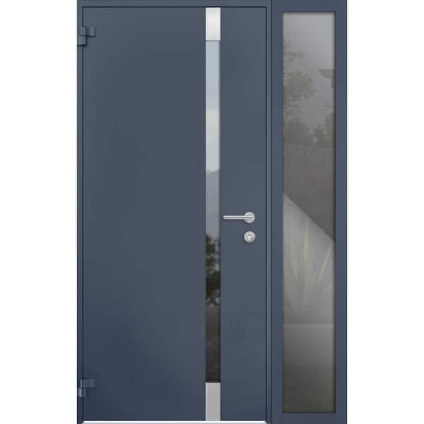 VDOMDOORS 6777 48 in. x 80 in. Left-Hand/Outswing Tinted Glass Gray Graphite Steel Prehung Front Door with Hardware