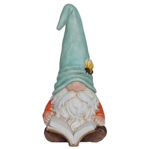 Gnome with Turquoise Hat Reading Book Decor