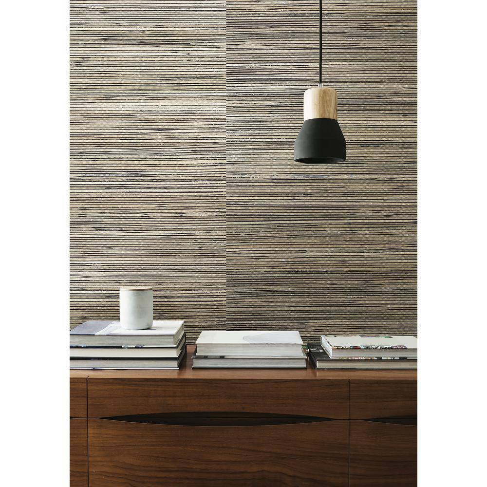 Surin Metallic Brown Grasscloth Wallpaper Roll