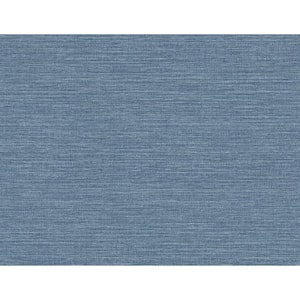 Grasscloth Effect Medium Bleu Paper Non-Pasted Strippable Wallpaper Roll (Cover 60.75 sq. ft.)