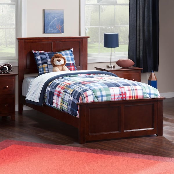 Madison Walnut Twin Traditional Bed with Matching Foot Board