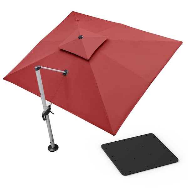 PURPLE LEAF 10 ft. x 12 ft. High-Quality Aluminum Cantilever Polyester Outdoor Patio Umbrella with Base Plate, Terra
