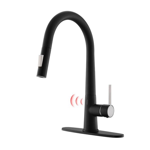AIMADI Single Handle Touchless Pull Down Sprayer Kitchen Faucet with Advanced Spray 1 Hole Kitchen Sink Faucets in Matte Black