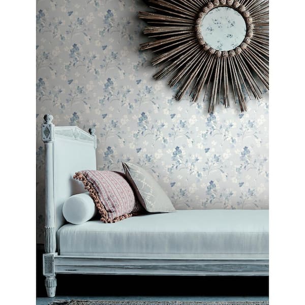 Azalea Light Blue Pre-Pasted Non-Woven Wallpaper Sample