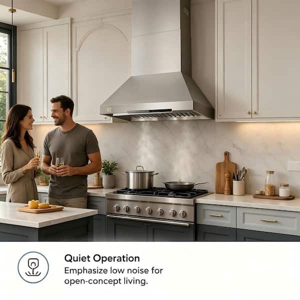 ciarra Pro Series 36 in. Smart Wall Mount Ducted Range Hood in