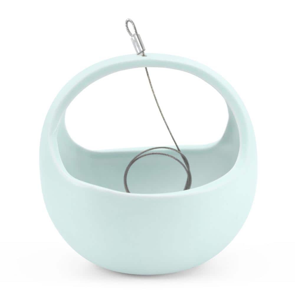 Basket 4-1/2 in. x 4-1/2 in. Mint Ceramic Hanging Planter