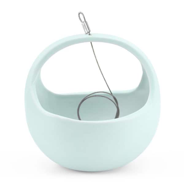 Arcadia Garden Products Basket 4-1/2 in. x 4-1/2 in. Mint Ceramic Hanging Planter