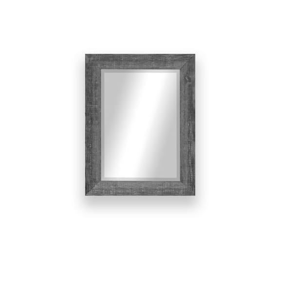 Unbranded Modern Rustic ( 30 in. W x 36 in. H ) Rectangular Wooden Grey Beveled Wall Mirror