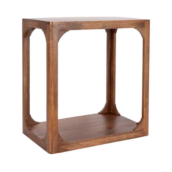 Dahl 22 in. Walnut Brown Rectangle Solid Wood End Table