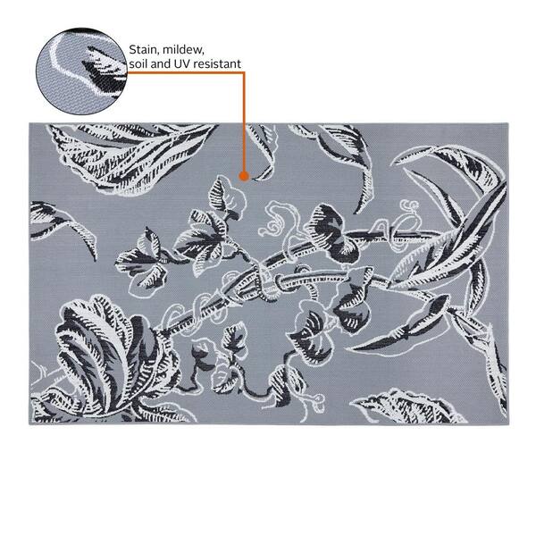 Classic Accessories Vera Bradley Rain Forest Toile Gray 5 Ft W X 8 L Indoor Outdoor Area Rug 50 121 011001 Pl The