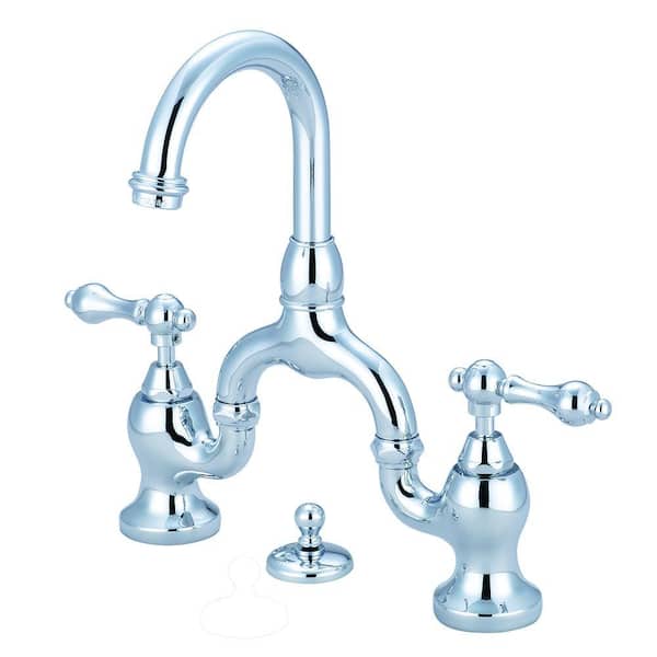 Kingston Brass 8 in. Widespread 2-Handle High-Arc Bridge Bathroom Faucet in Polished Chrome