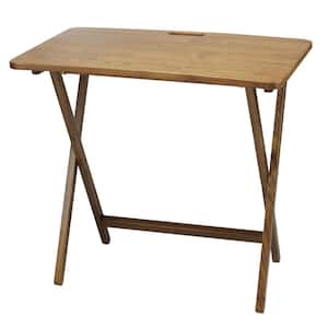 28 in. W Warm Brown New Color Solid Red Oak Wood Folding Table