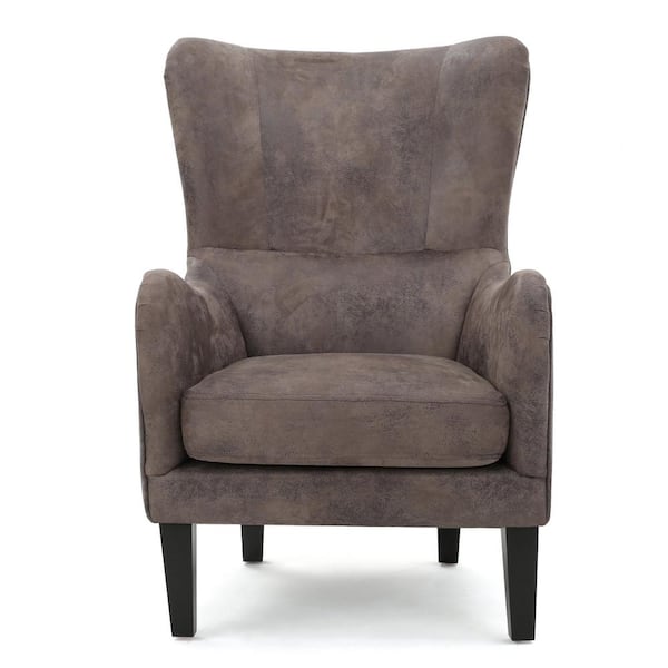 Noble House Lorenzo Grayish Brown Polyester High Back Club Chair