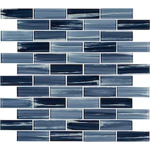 Oceania Azul 11.75 in. x 12 in. Textured Glass Subway Wall Tile (9.8 sq. ft./Case)