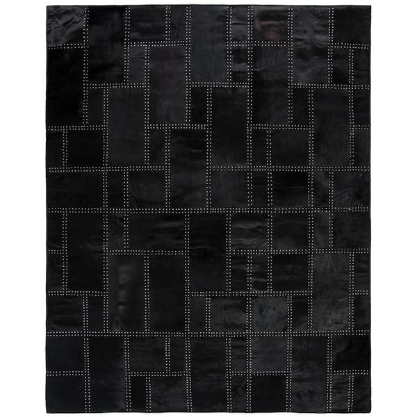 Studio Leather 9 ft. x 12 ft. Black Geometric Area Rug