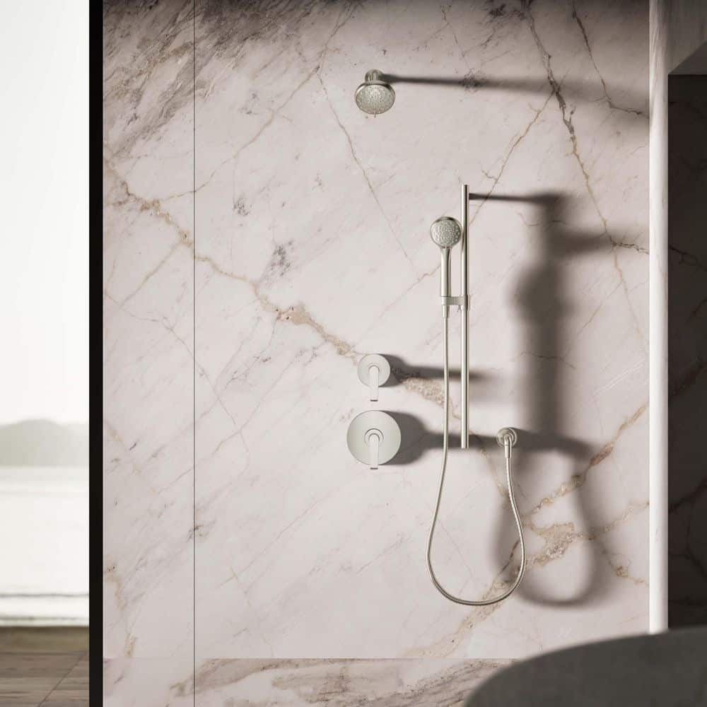 Vibrant Brushed Nickel Multifunction Wall Mounted Handheld Shower Head