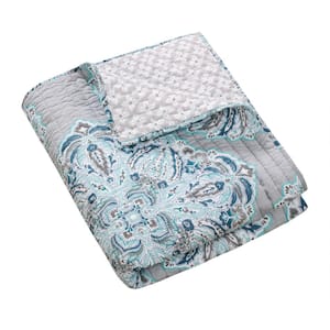 Tania Grey, Blue Medallion Quilted Cotton Throw Blanket