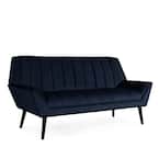 Omundson 65.5 in. Navy Blue Velvet-like Fabric 2 Seat Mid Century Modern Arm Sofa