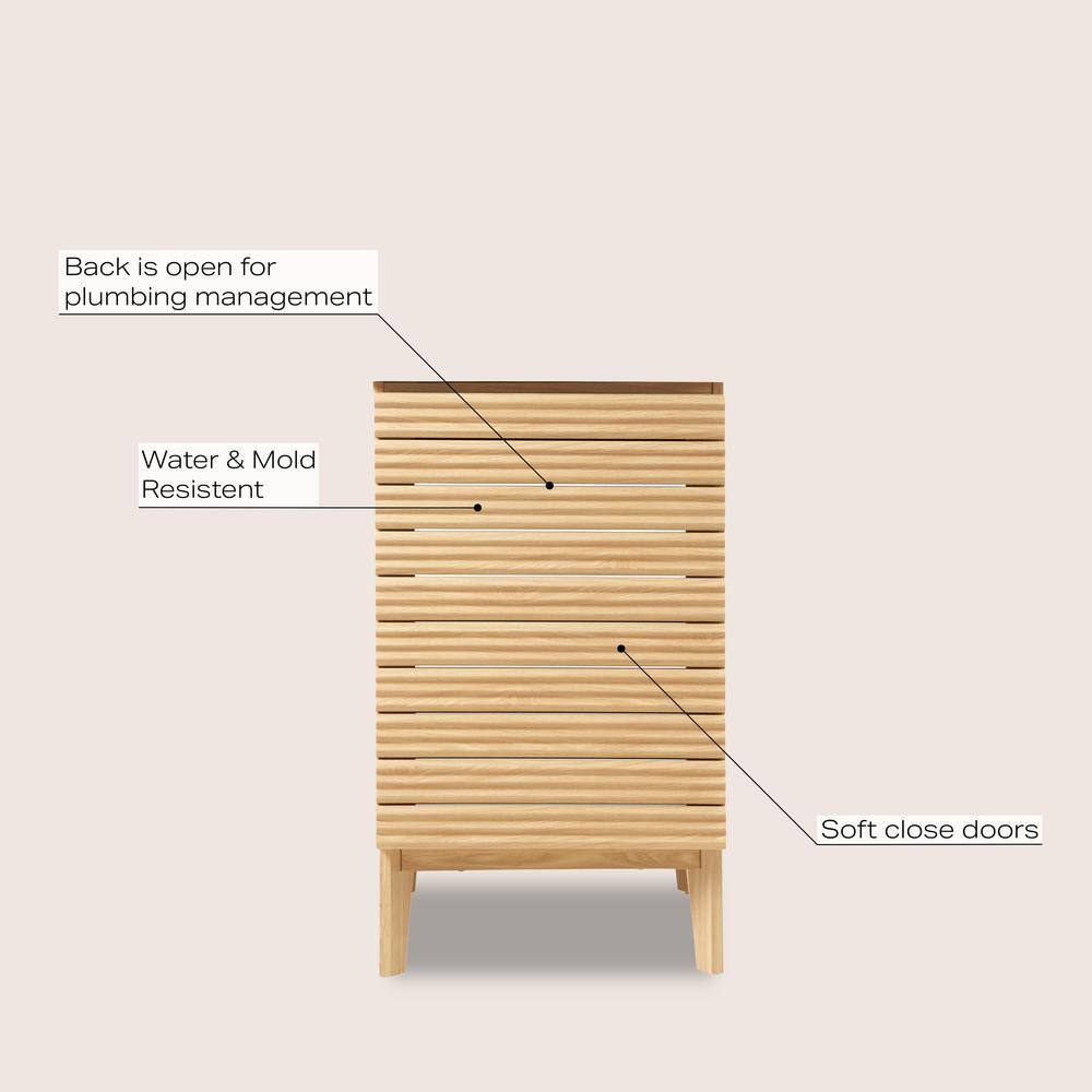 Calandre 20'' Oak Modern Farmhouse Slat Bath Vanity Cabinet