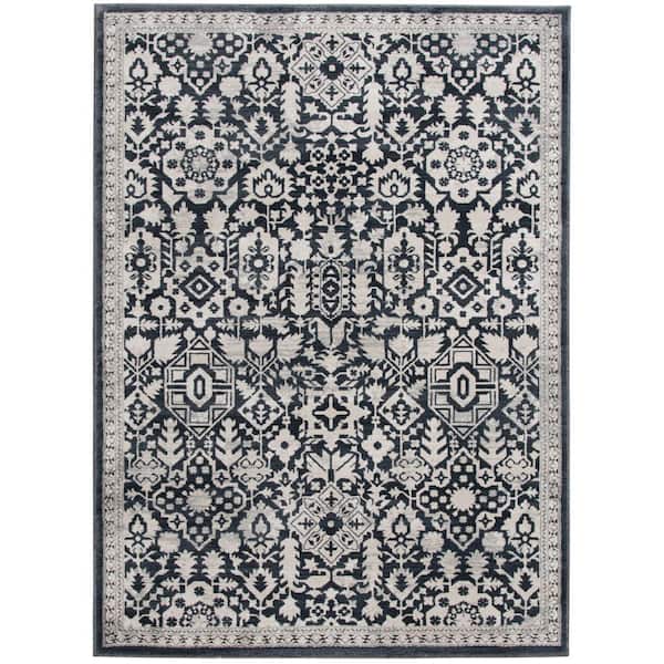 Skyline 8 ft. x 10 ft. Blue/Beige Floral Area Rug