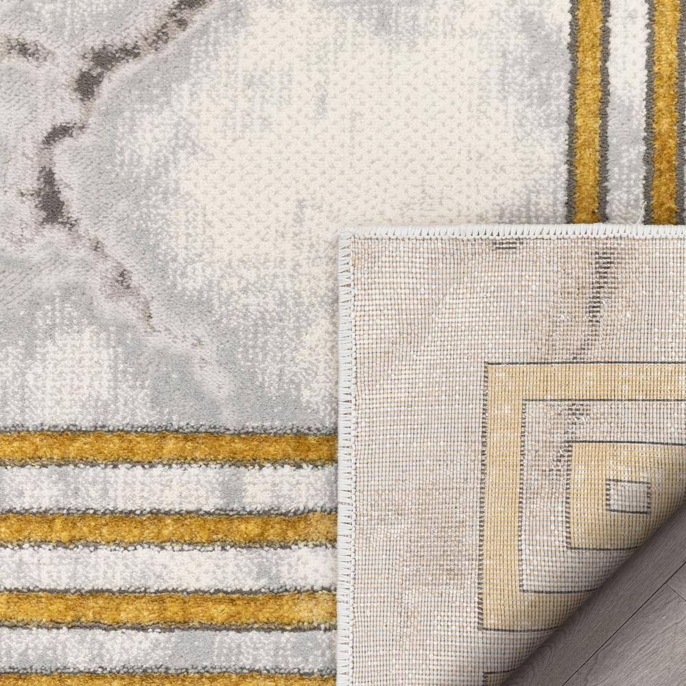 Ivory Abstract Easy-Care Stain-Resistant Synthetic Area Rug 5' x 7'