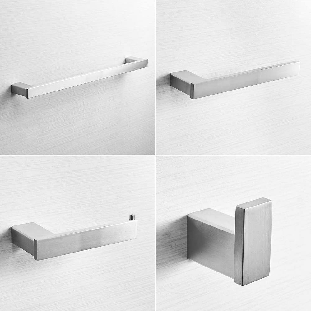 4-Piece Bath Hardware Set with Toilet Paper Holder and 23.6 in. Towel Bar i