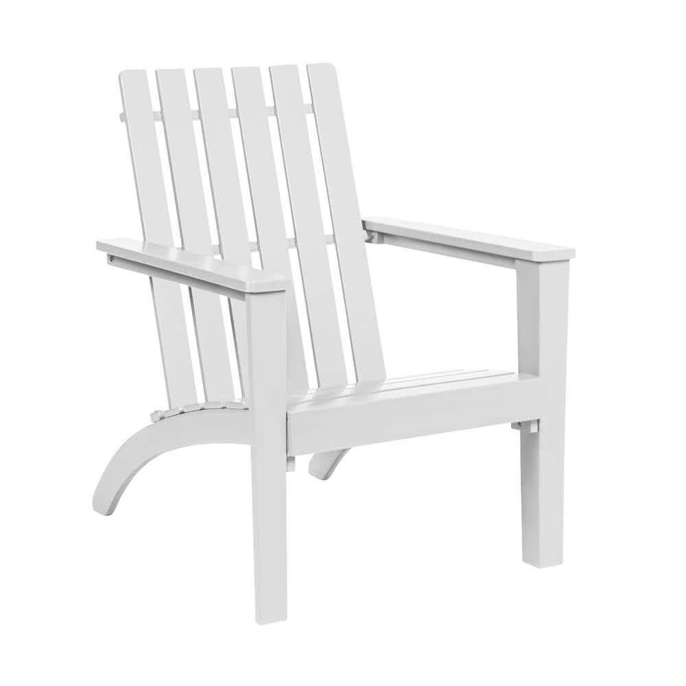 Costway White Wood Adirondack Chair Lounge Armrest Garden Deck