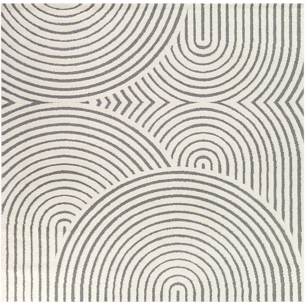 BALTA Caserio Cream/Grey 7 ft. x 7 ft. Abstract Square Area Rug 3122072 ...