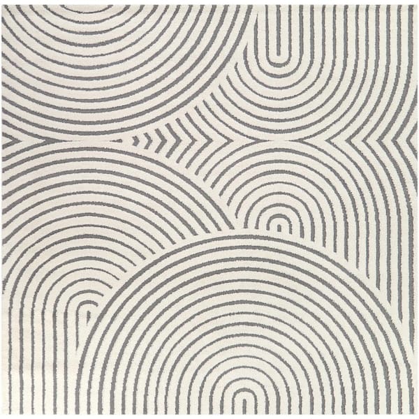 BALTA Caserio Cream/Grey 7 ft. x 7 ft. Abstract Square Area Rug