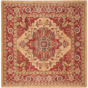 Mahal Red/Natural 9 ft. x 9 ft. Square Border Area Rug