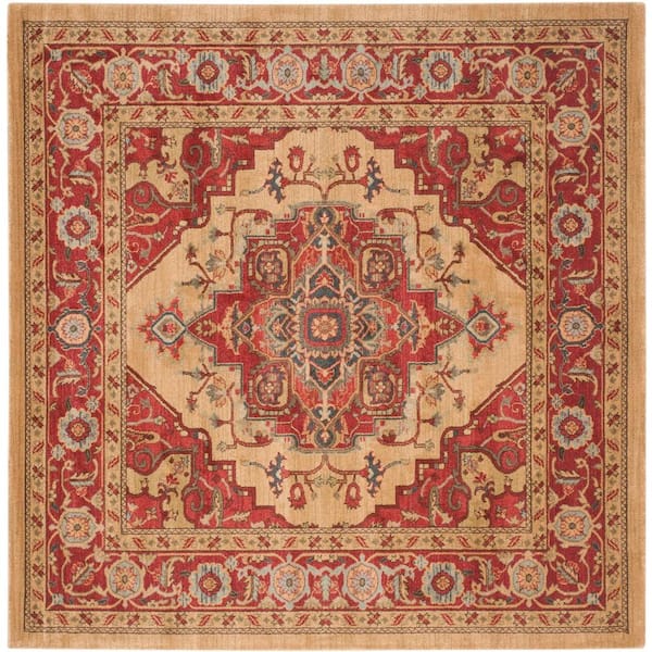 SAFAVIEH Mahal Red/Natural 9 ft. x 9 ft. Square Border Area Rug
