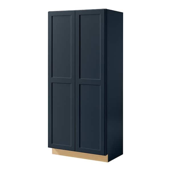 Avondale 36 in. W x 84 in. H x 24 in. D Ready To Assemble Plywood Shaker Wide Pantry Cabinet in Ink Blue