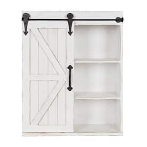Cates 8 in. x 22 in. x 28 in. White Wood Decorative Cabinet Wall Shelf