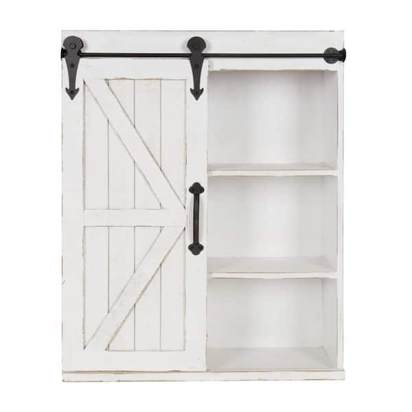 Kate and Laurel Cates 8 in. x 22 in. x 28 in. White Wood Decorative Cabinet Wall Shelf