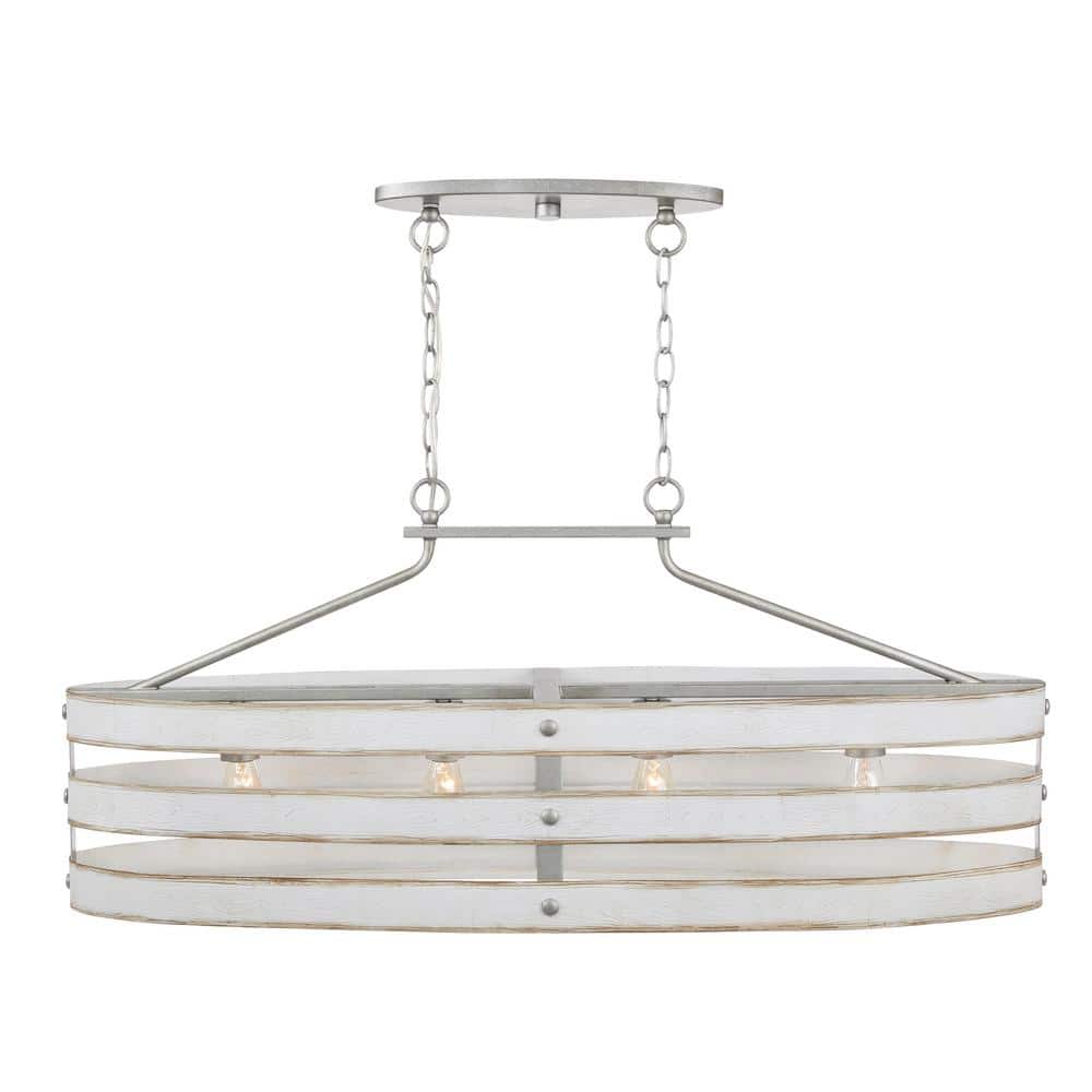 Gulliver Dual-Toned Galvanized and Antique White Linear Chandelier