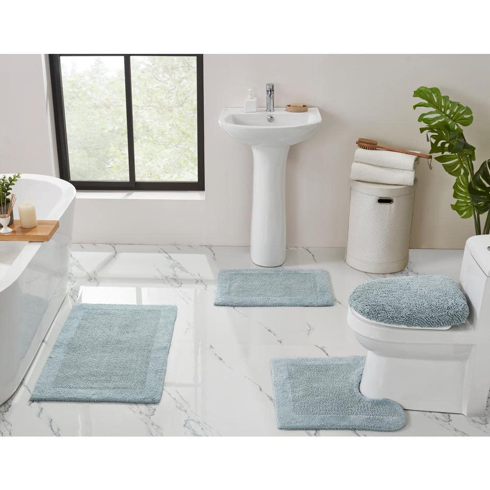 Waterproof Polyester Fabric Bathroom 4 Pieces Bath Rug Sets with