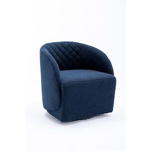 25.2 in. W x 25.2 in. D x 28 in. H Blue Linen Cabinet with Teddy Fabric Swivel Accent Armchair for Bedroom
