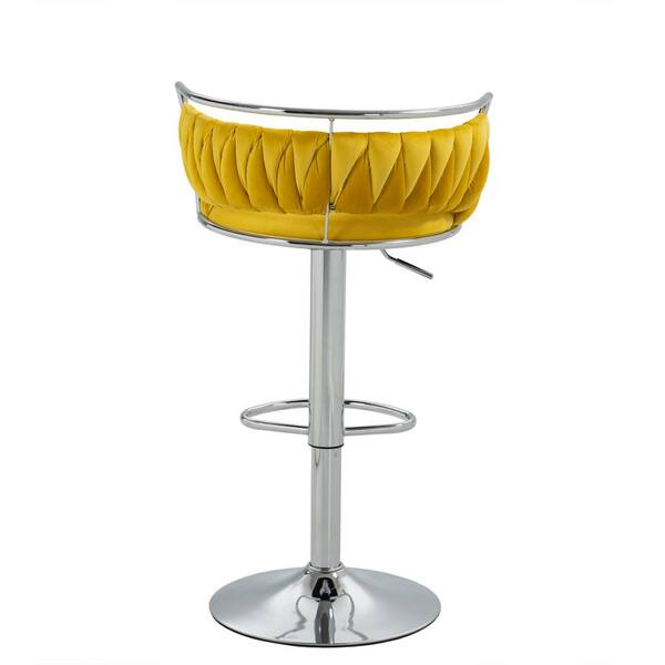 Uixe 38.7 in. Swivel Adjustable Height Low Back Silver Metal Frame