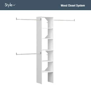 Style+ 72 in. W - 113 in. W White Narrow Wood Closet System