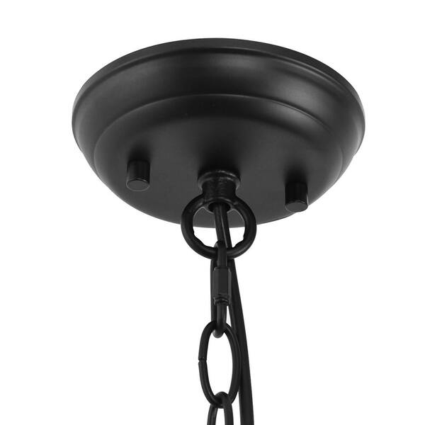YANSUN Modern Geometric 5-Light Chandelier, Black and White Wood
