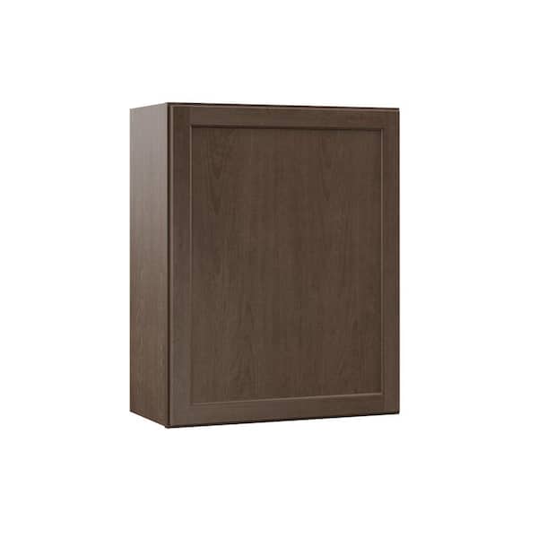 Hampton Bay Shaker 24 in. W x 12 in. D x 30 in. H Assembled Wall Kitchen Cabinet in Brindle