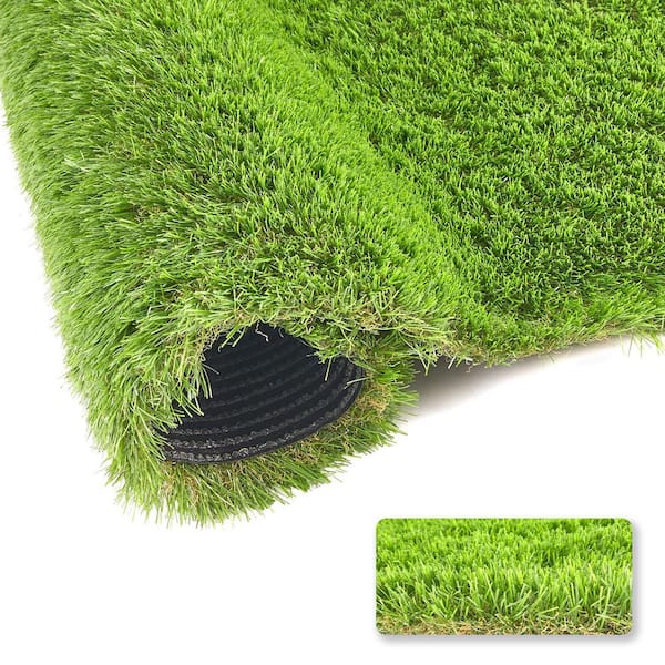 7 ft. x 15 ft. Outdoor Indoor Realistic Faux Grass Rug Artificial Grass, 1.38 in. Outdoor Rug with Drain Holes