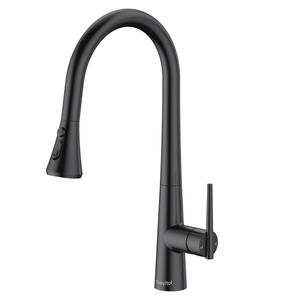Single Handle 1.8 GPM Pull Down Sprayer Kitchen Faucet with Water Supply Lines in 3 Sprayer Modes in Matte Black