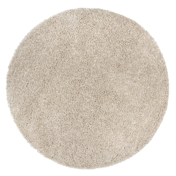 nuLOOM Kara Solid Shag Beige 6 ft. x 6 ft. Indoor Round Area Rug ...