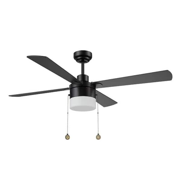 CARRO Hutton 52 in. LED Indoor Black Ceiling Fan with Light Kit and Pull Chain